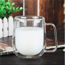 Alkar Store Vicloon Çift Duvar Cam Kupa, Isı Yalıtımlı Bardak Bardak, Saplı 250 Ml, Çay Su Bardakları, Kahve, Süt, Cappuccino, Espresso, Şeffaf Bira, 2'li Set