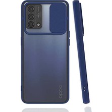 Alkar Store Oppo A74 4g ile Uyumlu Kılıf Slayt Sürgülü Arkası Buzlu Lensi Kapak - Lacivert
