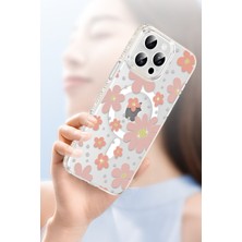 Bezos iPhone 15 Pro Floral Magsafe Kapak - Beyaz