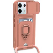 Bezos Note 13 Pro 5g Kılıf Zuma Kartvizitli Yüzüklü Silikon - Pembe