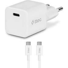 Alkar Store Smart Charger Pro Pd 20W Şarj Aleti (Type-C Şarj Adaptörü + Type-C To Type-C Kablo) BEYAZ-2SCP01CB