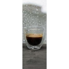 Alkar Store Çift Cidarlı Buzlu Tasarım Kahve, Latte, Su Bardağı, 250 Ml, Cam Bardak, 1 Adet - 12220