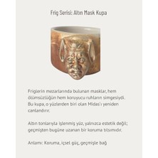 Alkar Store El Yapımı Seramik Dekoratif Kupa – Antik Altın Mask Detaylı Kupa - Frig Serisi Altın Mask Kupa