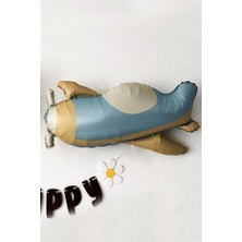 Alkar Store Retro Uçak Folyo Balon Mavi