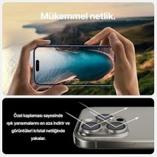 Alkar Store iPhone 15 Pro / 15 Pro Max ile Uyumlu Orijinal Safir Cam (%99.9 Saflıkta Gerçek Safir) Cihazın Kendi Lensleri ile Aynı Materyal Lens Koruyucu Kamera Camı (Titanyum)
