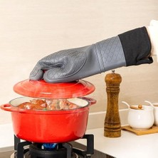 Alkar Store Silikon Fırın Eldiveni, Isıya Dayanıklı Mutfak Eldiveni, 37CM, Gray Yanmaz Yapışmaz Silikon Fırın Eldiveni Sıcaklığa Dayanıklı Fırın ve Mutfak Eldiveni