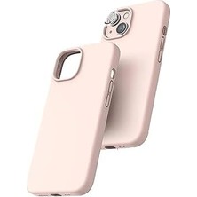 Alkar Store & Aksesuar iPhone 14 ile Uyumlu Içi Kadife Kaplama Gerçek Silinebilir Vakum Kutulu Leke Tutmaz Lansman Kılıf Şok Emici Full Kasa Koruma Sağlayan Kılıf (Pudra Pembe)