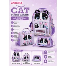 Chimola Dreamy Cat 3'lü Okul Çanta Seti | 16" Sırt Çantası + Termal Beslenme Çantası + Kalem Çantası