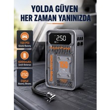 Tech Butiq Şarjlı Kablosuz Hava Pompası – 150 Psı Basınç, LED Ekran ve 6000MAH Batarya