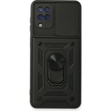 Techora Sale Newface Samsung Galaxy A22 Kılıf Pars Lens Yüzüklü Silikon - Siyah