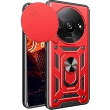 Techora Sale Newface Xiaomi Redmi A3 4g Kılıf Pars Lens Yüzüklü Silikon - Kırmızı