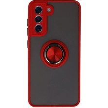 Mabelme Store Samsung Galaxy S21 Fe Kılıf Montreal Yüzüklü Silikon Kapak - Kırmızı