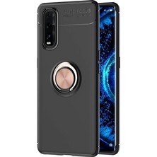 Techora Sale Newface Oppo Find X2 Kılıf Range Yüzüklü Silikon - Siyah-Gold