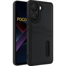 Mabelme Store Xiaomi Poco X7 Pro Kılıf Sara Kartvizitli Deri Kılıf - Siyah
