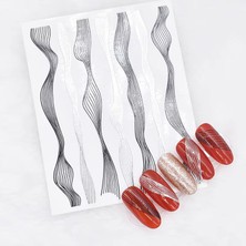 Aba Nails Dalgalı Ince Çizgiler Dizayn Tırnak Sticker Tırnak Etiketi Nail Art JO-DLG01