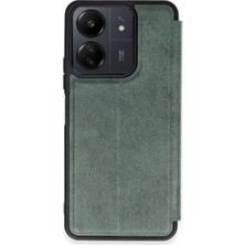 Techora Sale Newface Xiaomi Redmi 13C Kılıf Flip Cover - Koyu Yeşil