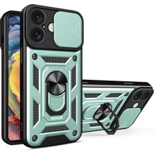 Techora Sale Newface Apple iPhone 16 Kılıf Pars Lens Yüzüklü Silikon - Yeşil