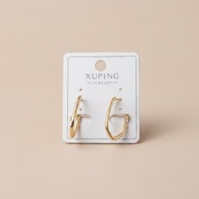 Xuping Jewelry Vıp Seri 316L Çelik 14K Gold Renk Sade Ince Geçmeli Küpe 2,5 cm