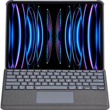 Ozkr Store Apple T5509D iPad Pro 12.9 (2022) Kılıf Palermo Ledli Klavyeli Standlı Tablet Kılıfı - Siyah