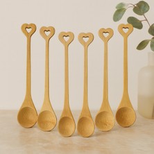 Ozkr Store Bambu Ahşap Çay Kaşığı Seti 6'lı (Yuvarlak & Kalp Saplı)