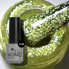 Momo Professional Glitter Kalıcı Oje G006, Lime Yeşili Holografik Simli, 4 ml