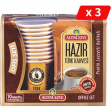 Altıncezve Altın Cezve Hazır Türk Kahvesi Ofis Seti Orta Şekerli 10 x 9 Gr - 3LÜ PAKET