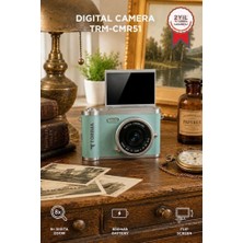 Torima Mini Dijital Retro Kamera 48MP 8x Zoom Flip Ekranlı Selfie Video Vlog Kamerası CMR51 Mavi
