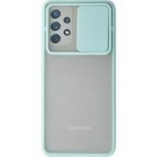 Ozkr Store Samsung Galaxy A72 Kılıf Palm Buzlu Kamera Sürgülü Silikon - Turkuaz