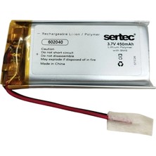 KSB Store Sertec 602040 3.7V 450 Mah Li-Polymer Pil (DEVRELI/1.5A)