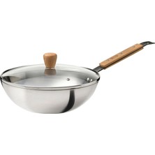 IKEA Vardagen Cam-Karbon Çelik-Kayın 28 cm Wok Tava