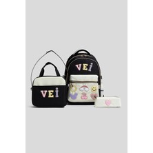 Vei Bag Veibag Ember Ilkokul, Ortaokul Çanta Seti - Beslenme Çantalı ve Kalemlikli 3'lü Set - Su Itici Kumaş