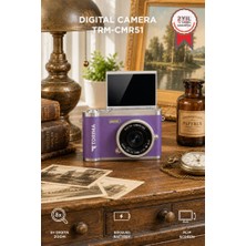 Torima Mini Dijital Retro Kamera 48MP 8x Zoom Flip Ekranlı Selfie Video Vlog Kamerası CMR51 Mor
