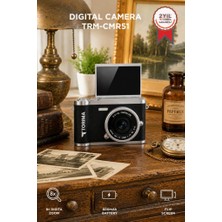 Torima Mini Dijital Retro Kamera 48MP 8x Zoom Flip Ekranlı Selfie Video Vlog Kamerası CMR51 Siyah