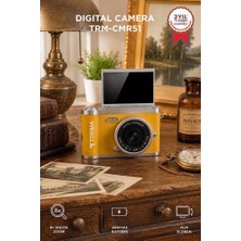 Torima Mini Dijital Retro Kamera 48MP 8x Zoom Flip Ekranlı Selfie Video Vlog Kamerası CMR51 Sarı