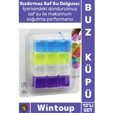 Wintoup #buzküpü Hijyenik Ekolojik Sağlıklı Bpa Free Soğutucu Su Dolu Şık Renkli Plastik 12'li Buz Küpü Seti