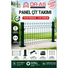 Ör-As Tel Örgü 120'lik Panel Çit Takım 15 mt + 1 Direk Avantaj Paket Yeşil Renk