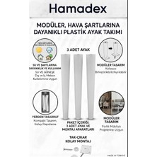 Hamadex Dayanıklı Beyaz Sert Plastik Sehpa Ayağı 40 cm (3 Adet + Aparat ) Bahçe, Balkon, Ic Mekan