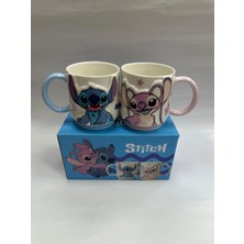 Çerçici Stitch 2li Kabartmalı Kupa Bardak