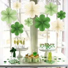 Lotus Party Yeşil Mint Yeşili Krem Renkler Yelpaze Yeşil Mint Yeşili Krem Renkler Çiçek Yelpaze Doğum Günü Süsü