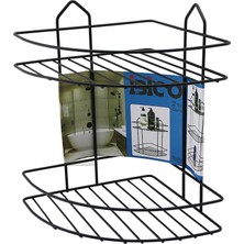 Tios Shop Krm Siyah  2 Katlı - Üçgen Metal Banyo Köşelik - Duşkabin Raf (5047) Krm