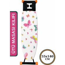 Asev Home Keçeli Ütü Masası Kılıfı 55X140 cm Ipli Masaya Göre Ayarlanabilir Butterfly White