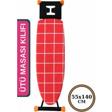 Asev Home Ütü Masası Kılıfı Büyük Boy Ipli Stoperli Keçeli Kılıfı Örtüsü Bezi 55X140CM Karen Kırmızı