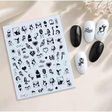 Aba Nails Gotik Stil Kalp Kelebek Tırnak Sticker Tırnak Etiketi Nail Art JO-1065