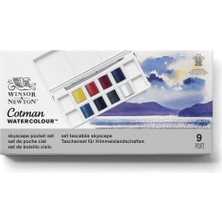 Winsor & Newton : Cotman : Cep Tipi Sulu Boya Seti : Gökyüzü Serisi : 8 Renk x Yarım Tablet