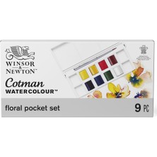 Winsor & Newton : Cotman : Cep Tipi Sulu Boya Seti : Floral Serisi : 8 Renk x Yarım Tablet