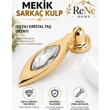 Rene Home Lüks Mekik Sarkaç Kulp Tek Delikli Kristal Taşlı Altın Mobilya Dolap Çekmece Kulpu
