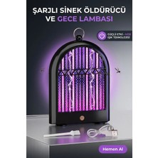 BYZM Dekoratif Mor Işıklı Sinek Savar Lamba Şarjlı Sivrisinek Tuzağı Ev Tipi Kullanım