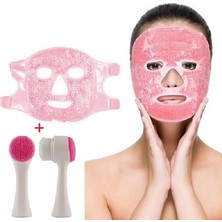 BYZM Jel Buz Paketi Yüz Maskesi Baş Ağrısı Yastık Kozmetik Maske + Çift Taraflı Cilt Fırçası