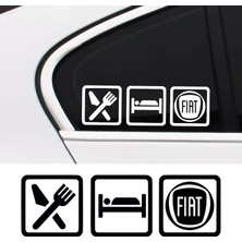 Stickir Eat Sleep Fiat Sticker, Fiat Oto Sticker, Kelebek Cam Sticker 15X5 cm