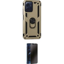 Teknoparkx Ieg™ Redmi Note 12 4g Kılıf Ahenk Klasik Koleksiyonu - Siyah 3D Antistatik Hayalet Cam Ekran Ko